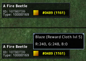 色IDを表示するウィンドウ